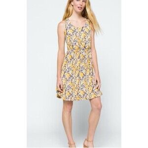 Kaileigh Tasha Dress Womens Small Floral Yellow Sleeveless Crossed Back Bohemian